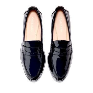 NIB cole haan patent black leather emmons penny loafers flats drivers dress shoe